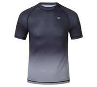 Huayuzh Mens UV Rash Vest UPF 50+ Rash Guards Short Sleeve Swim Shirts Lightweight Quick Drying Surfing Gym Workout Top Gradient Black S