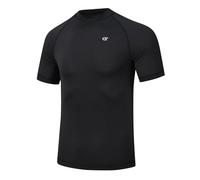 Huayuzh Mens UV Rash Vest UPF 50+ Rash Guards Short Sleeve Swim Shirts Lightweight Quick Drying Surfing Gym Workout Top Black 3XL