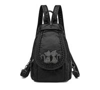 HUAZHIMAO Small Backpack for Women, ladies backpack,Soft Washed PU Leather Mini Backpacks Waterproof Stylish Daypack Fashion Shoulder Black Rucksack