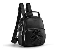 HUAZHIMAO Small Backpack Purse for Women PU Leather Ladies Mini Backpack 3 in 1 Women's Fashion Versatile Backpacks Convertible Travel Shoulder Bags Handbag Wide Strap with Cute Panda Pattern (Black)