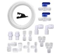 HUAZIZ 5 m Reverse Osmosis Tubes, Hose Fitting Pipe Connector, 14 Pieces Reverse Osmosis Water Filter for Quick Connection, 1/4 Inch Refrigerator Tube (Y + T + I + L Combo Type + Shut-off Valve)