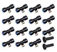 HUAZIZ H253 15 Pieces Blue T-Piece Water Pipe Connector with Brass Mist Nozzles, Irrigation System, Sprayer, Sprinkler Spray Nozzle, T-Connector, Cooling System, Outdoor Misting System Tube