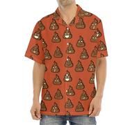 HuazomeeHZM Happy Funny Poop Pattern 3D Printed Aloha Shirts for Men Summer Short Sleeve Button Down Beach Shirt Tops Mens Plus Size Blouse