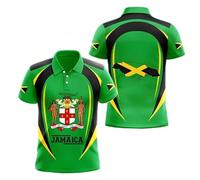 HuazomeeHZM Jamaica Flag Polo Shirt Summer Turn Down Collar Short Sleeve Polo Casual Plus Size Polo Shirts for Men
