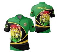 HuazomeeHZM Jamaica Flag Polo Shirt Summer Turn Down Collar Short Sleeve Polo Casual Plus Size Polo Shirts for Men