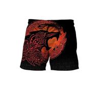 HuazomeeHZM Viking Wolf Shorts Norse Myth Raven Tattoo 3D Printed Men's Swimming Trunks Quick Dry Summer Beach Shorts Casual Gym Sports Shorts
