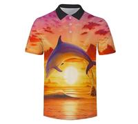 HuazomeeHZM Women's Men's Dolphin 3D Print Polo Shirt Casual Short Sleeve Button Down Polo T-Shirt Golf Tops