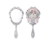 HUAZXIAOD Flower Knows Swan Series Handheld Mirror Creamy Style, Aesthetic (C03)