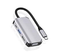 Hub Adaptateur USB C, 4 en 1 USB de Type C vers HDMI 4K, VGA, USB 3.0 et USB-C PD Station d'accueil multiport Compatible avec MacBook Series, Chromebook, Zenbook, etc. appareils de Type C