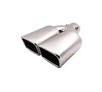 Hub Bore 1PCS Universal Double Outlet Exhaust Pipe Tip Nozzle Rear Muffler Stainless Steel Square Mouth Exhaust Pipe Muffler Inlet 60mm Wheels Spacer(Silver Straight)