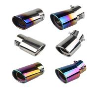 Hub Bore 63mm Car Exhaust Muffler Tip Stainless Steel Car Oval Rear Exhaust 1.5L-2.2L Straight TailPipe Muffler Auto Modification Parts Wheels Spacer(Blue Bend)