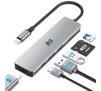 Hub USB-C 6in1 con adattatore multiporta con HDMI 4K@60Hz, PD 100W, 2 porte dati USB-A e lettore di schede SD/TF in alluminio per MacBook Air/Pro M1/M2 iPhone17 Pro Max Surface Go XPS e iPad
