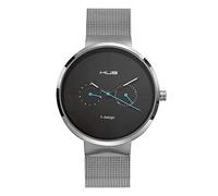 HUB Watches H30 Black Dial Quartz Multifunction Steel Black Date Display Mesh Unisex Watch, bracelet