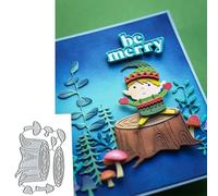 hubangzhu Forest Tree Stump Craft Metal Die Cuts,Merry Christmas Squqre Frame Cutting Dies Cut Stencils DIY Scrapbooking Decorative Embossing Paper Party Wedding Card Making