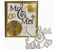 Hubangzhu Mr&Mrs Words Couple Metal Die Cuts, Wedding Heart Love Valentine's Day Cutting Dies, Scrapbooking Decorative Embossing Paper Party Wedding Card Making