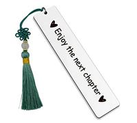 HUBAO Enjoy The Next Chapter Metal Bookmark with Tassel for Women Men Girls Book Lover Friends Sister Brother Coworker Graduation Christmas Birthday Bookmark Gift, Promotion New Dad Mom Gifts, (A7)