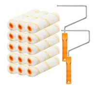 Hubaow 15 Pcs Paint Roller Cover with 2 Frame Set, 6 inch Microfiber Roller Covers, Washable Covers for Roller Frame, House Painting Supplies, Naps for Paint Roller Brush for Painting Walls Ceilings