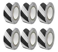 Hubaow 6 Pack Flagging Tape with Black and White Stripes, 1 inch x 100 ft Non-Adhesive Plastic Ribbon Neon Marking Tape for Hunting Hiking Trail Hazardous Areas Halloween Party Decors