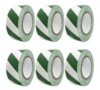 Hubaow 6 Pack Flagging Tape with Green and White Stripes, 1 inch x 100 ft Non-Adhesive Plastic Ribbon Neon Marking Tape for Hunting Hiking Trail Hazardous Areas Halloween Party Decors