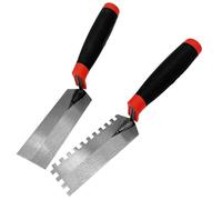 Hubaow Concrete Tile Tools Set, 2 Pack Carbon Steel Flat and Square-Notched Margin Trowel, Professional Masonry Flooring Tool for Drywall, Concrete, Cement, Tile