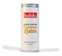 hubb Caramel Latte - Nitro Cold Brew Coffee | Iced Coffee Drink (12 x 250ml Cans) | Specialty-Grade, Single-Origin Arabica | Sweet, Smooth Flavour with Real Caramel | Dairy-Free, Vegan, 100% Natural