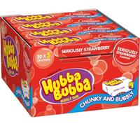 Hubba Bubba Chewing Gum, Seriously Strawberry, 20 Packs of 5 Pieces