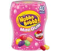 HUBBA BUBBA Minis SKITTLES Flavored Bubble Gum, 40 Piece Resealable Bottle