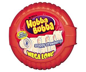 Hubba Bubba Snappy Strawberry Bubblegum Mega Long Tape, 56g ,1 Count (Pack of 1)