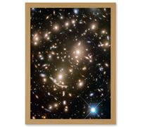 Hubble Space Telescope Image Abell 370 Galaxy Cluster NASA's Great Observatories Capture Earliest Stages Of Intergalactic Evolution Art Print Framed P Artery8 Beige A4