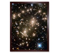 Hubble Space Telescope Image Abell 370 Galaxy Cluster NASA's Great Observatories Capture Earliest Stages Of Intergalactic Evolution Art Print Framed P Artery8 Brown W12 inch x H16 inch