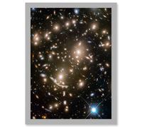 Hubble Space Telescope Image Abell 370 Galaxy Cluster NASA's Great Observatories Capture Earliest Stages Of Intergalactic Evolution Art Print Framed P Artery8 Grey A4