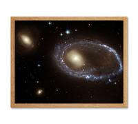 Hubble Space Telescope Image Blue Star Cluster Ring Yellow Nucleus Galaxy AM 0644-741 Collision Gravitational Shock Structure Star Birth Formation Art Artery8 Beige W12 inch x H16 inch