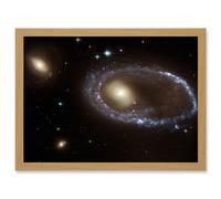 Hubble Space Telescope Image Blue Star Cluster Ring Yellow Nucleus Galaxy AM 0644-741 Collision Gravitational Shock Structure Star Birth Formation Art Artery8 Beige A4