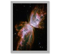 Hubble Space Telescope Image Celestial Butterfly Emerges From Stellar Demise In Planetary Nebula NGC 6302 Red Glow Dying Star In Milky Way Galaxy Art Artery8 Grey A4