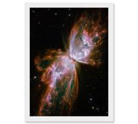 Hubble Space Telescope Image Celestial Butterfly Emerges From Stellar Demise In Planetary Nebula NGC 6302 Red Glow Dying Star In Milky Way Galaxy Art Artery8 White A4
