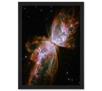Hubble Space Telescope Image Celestial Butterfly Emerges From Stellar Demise In Planetary Nebula NGC 6302 Red Glow Dying Star In Milky Way Galaxy Art Artery8 Black A4