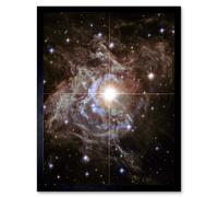 Hubble Space Telescope Image Cepheid Variable Super Star RS Puppis Light Echo Phenomenon Bright Flashes In Nebula Art Print Framed Poster Wall Decor Artery8 Black A4