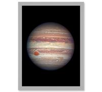 Hubble Space Telescope Image Close-Up Portrait Of Jupiter Largest Planet Solar System Great Red Spot Anticyclone And Colourful Atmosphere Bands Art Pr Artery8 Grey A4