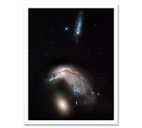 Hubble Space Telescope Image Colliding Galaxy Pair ARP 142 Spiral NGC 2936 Interacting With Elliptical NGC 2937 Art Print Framed Poster Wall Decor Artery8 White A4