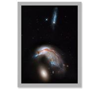 Hubble Space Telescope Image Colliding Galaxy Pair ARP 142 Spiral NGC 2936 Interacting With Elliptical NGC 2937 Art Print Framed Poster Wall Decor Artery8 Grey A4