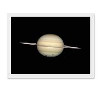 Hubble Space Telescope Image Four Moon Transit Around Parent Planet Saturn Ring Plane Crossing With Titan Minas Dione Enceladus Art Print Framed Poste Artery8 White W12 inch x H16 inch
