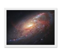 Hubble Space Telescope Image Galaxy M106 Hybrid Photo Of Spiral NGC 4258 With Ground Based Observations From Gendler And Gabany Art Print Framed Poste Artery8 White W12 inch x H16 inch