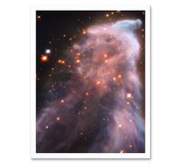 Hubble Space Telescope Image IC 63 Ghost Nebula Blue Red Dust Gas Cassiopeia Queen Star Constellation Cosmic Angel Art Print Framed Poster Wall Decor Artery8 White A4