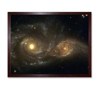Hubble Space Telescope Image Interacting Spiral Galaxies NGC 2207 And IC 2163 In Near Collision Cosmic Dance Art Print Framed Poster Wall Decor Artery8 Brown W12 inch x H16 inch