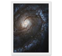 Hubble Space Telescope Image M100 WFC3 Spiral Galaxy With Two Blue Starbirthing Lanes Of Dust Clouds And Gas Art Print Framed Poster Wall Decor Artery8 White A4