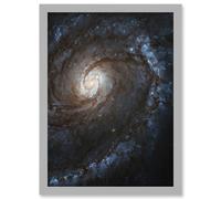 Hubble Space Telescope Image M100 WFC3 Spiral Galaxy With Two Blue Starbirthing Lanes Of Dust Clouds And Gas Art Print Framed Poster Wall Decor Artery8 Grey A4