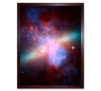 Hubble Space Telescope Image M82 Galaxy Collaboration Chandra And Spitzer X-Ray Observatory Blue Red Orange Green Starburst Dust Clouds Art Print Fram Artery8 Brown W12 inch x H16 inch