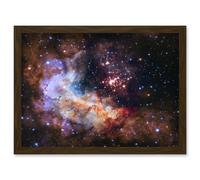 Hubble Space Telescope Image Nasa Unveils Celestial Fireworks 25th Anniversary Giant Cluster Westerlund 2 Colourful Nebula Dust Pillars Gas Clouds Art Artery8 Brown A4