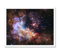 Hubble Space Telescope Image Nasa Unveils Celestial Fireworks 25th Anniversary Giant Cluster Westerlund 2 Colourful Nebula Dust Pillars Gas Clouds Art Artery8 White W12 inch x H16 inch