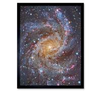 Hubble Space Telescope Image NGC 6946 Supernova Fireworks Galaxy Subaru And Red Eclipse Star Cluster Hodge's Complex Art Print Framed Poster Wall Deco Artery8 Black A4